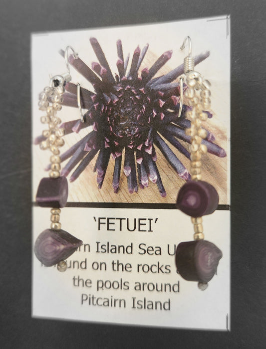 Handmade Purple Sea Urchin  - 2 Drop with Silver Glass Beading.