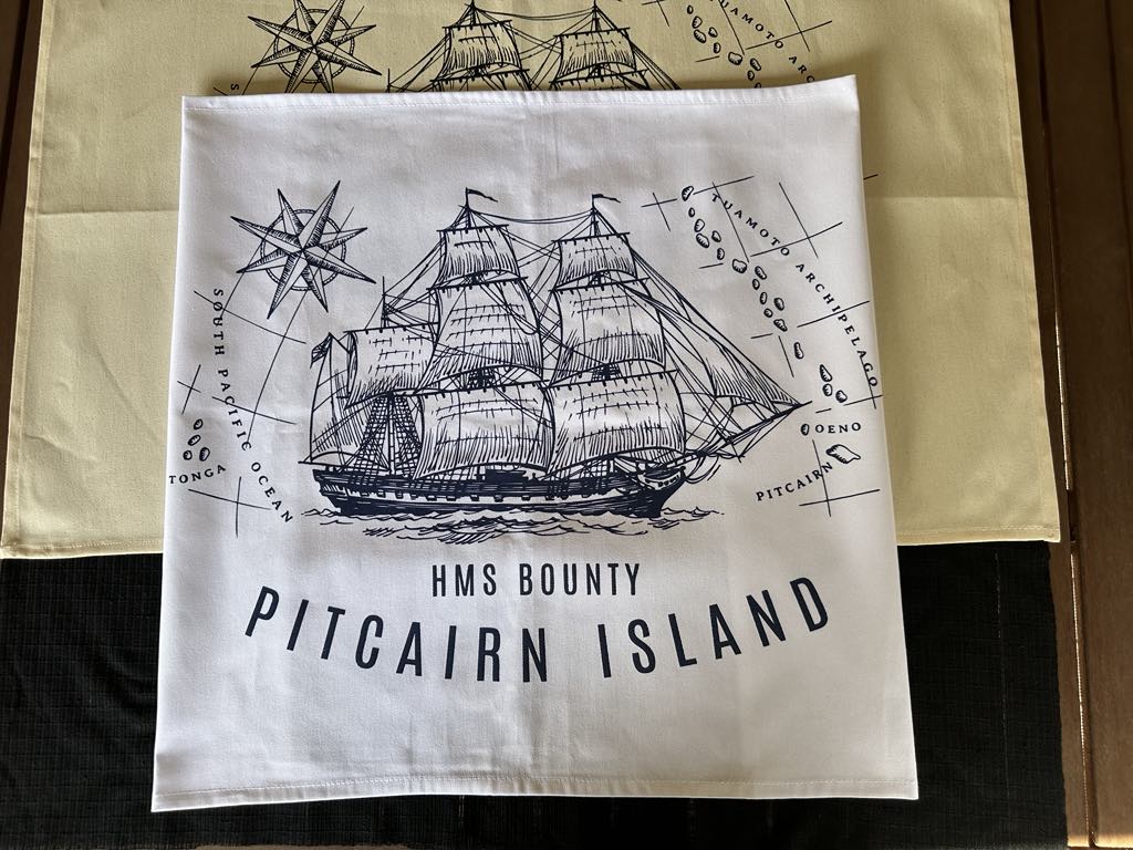 HMS Bounty Print T. Towel - White Cotton