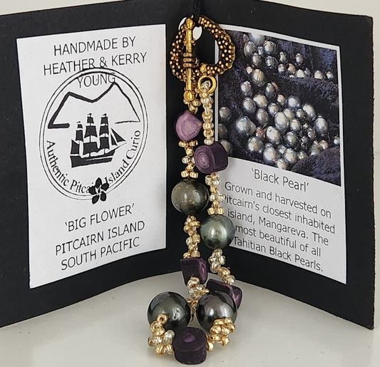Handmade Tahitian Black Pearl & Pitkern Sea Urchin Bracelet