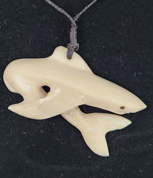 Hand carved Shark Pendant - Cattle bone