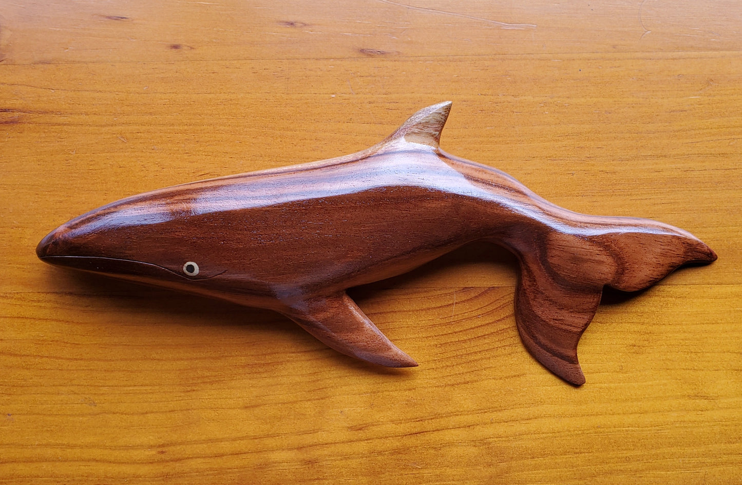Handmade Whale Wall Hanging from Local Miro Wood - Small