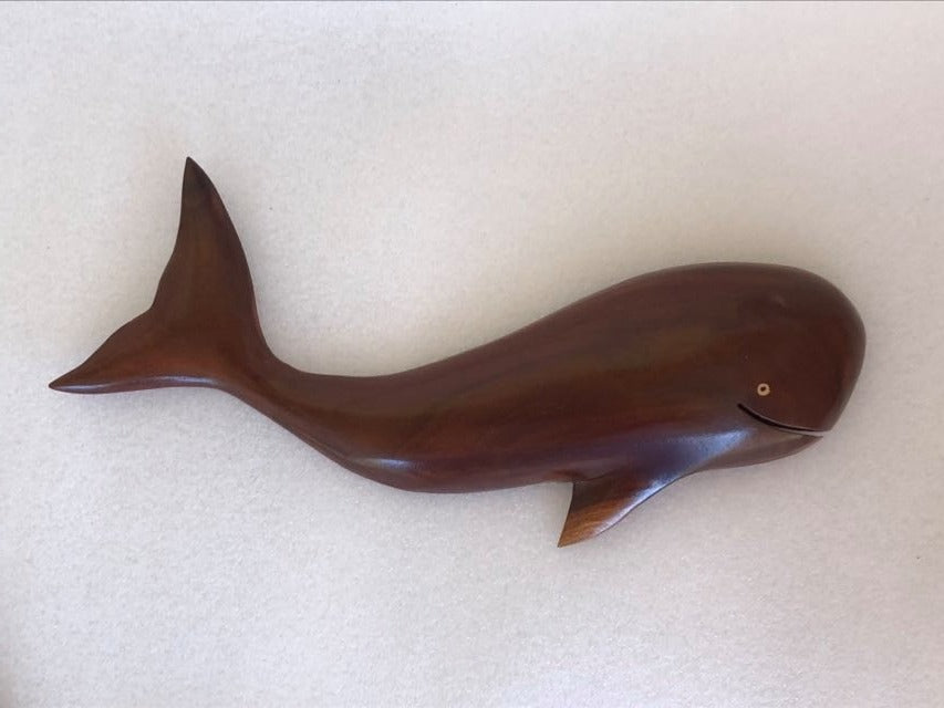 Handmade Sperm Whale Wall Hanging in local Miro wood - Large