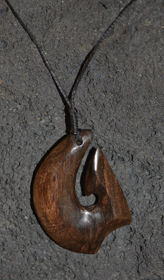 Hand carved wood necklace