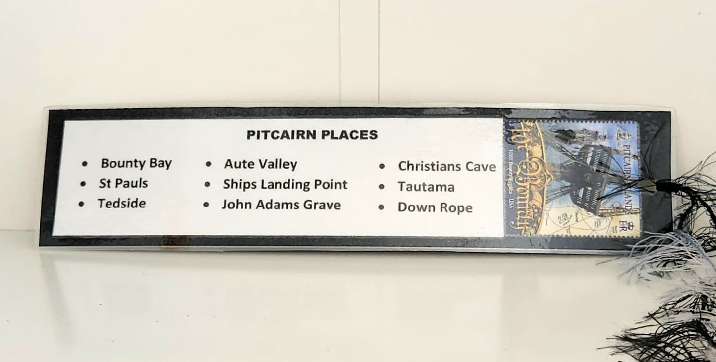 Bookmark - Pitcairn Place Names - with Pitcairn Stamp