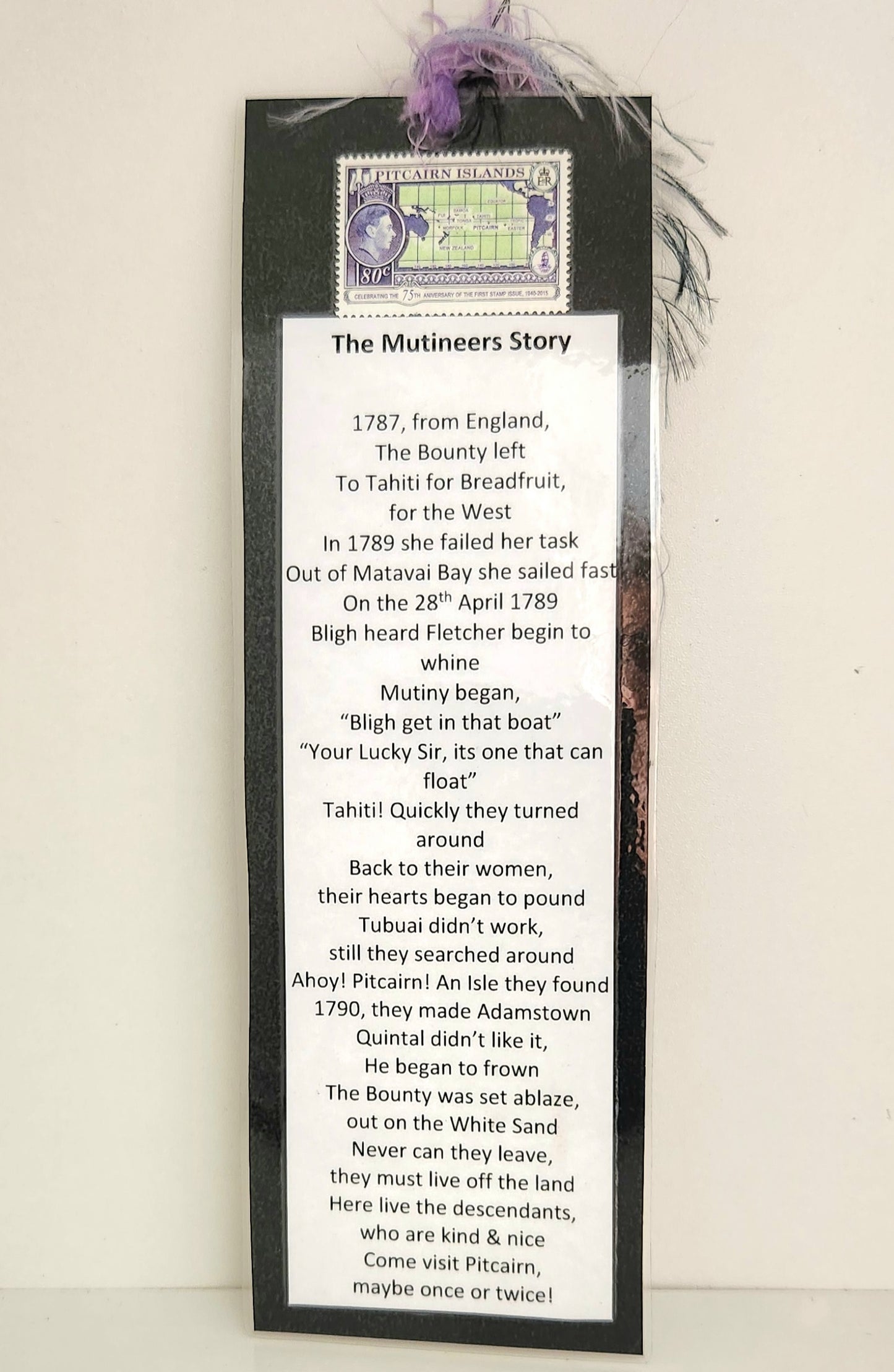 Bookmark - The Mutineers Story - with Pitcairn Stamp