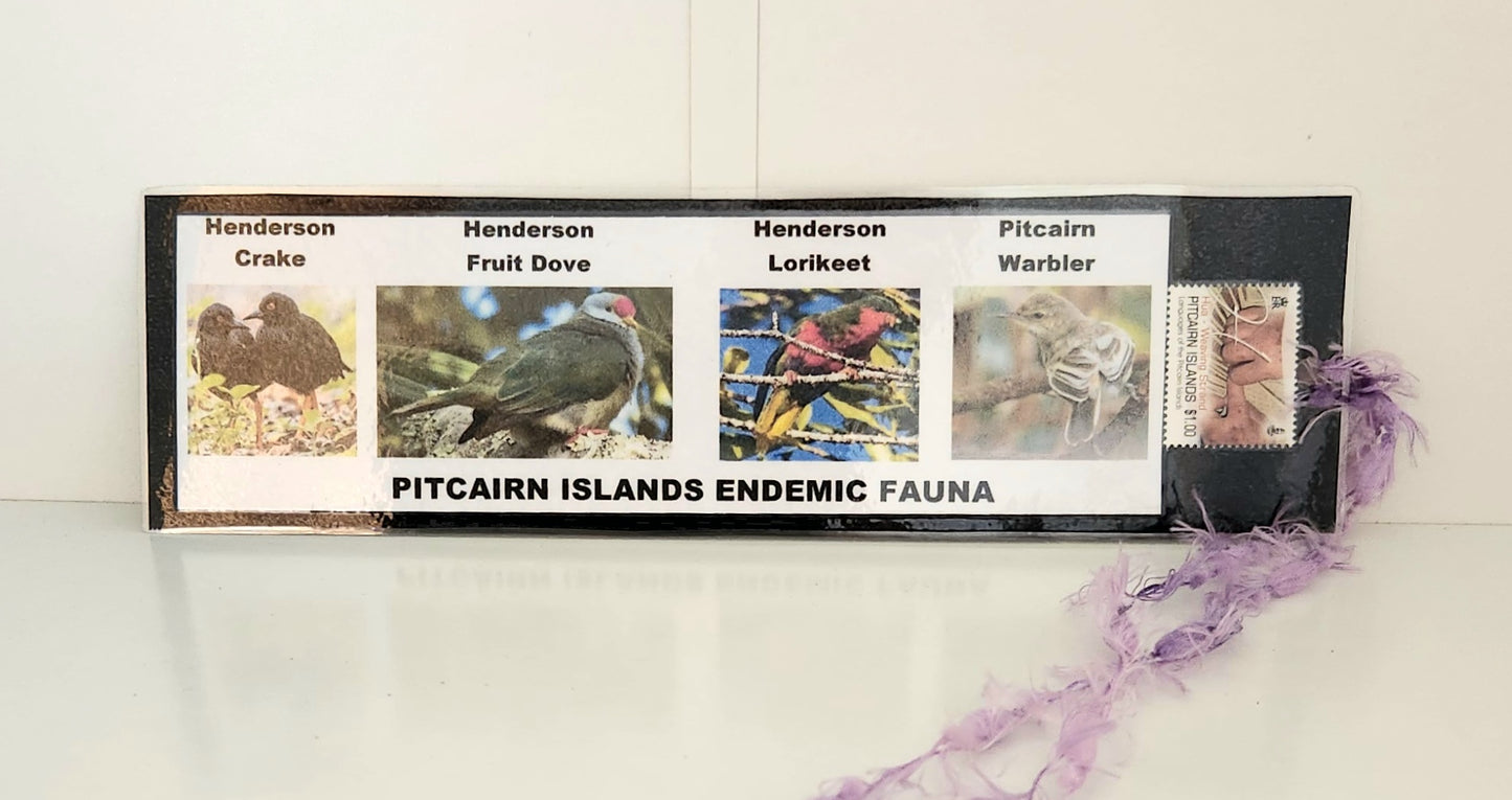 Bookmark - Pitcairn Endemic Fauna - with Pitcairn Stamp