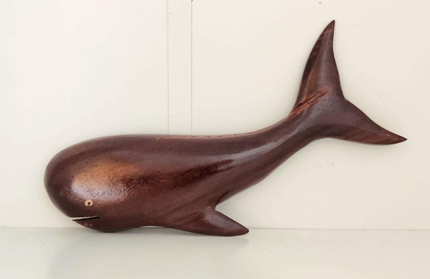 Hand Carved Whale Wall Hanging - From Local Miro Wood - Small