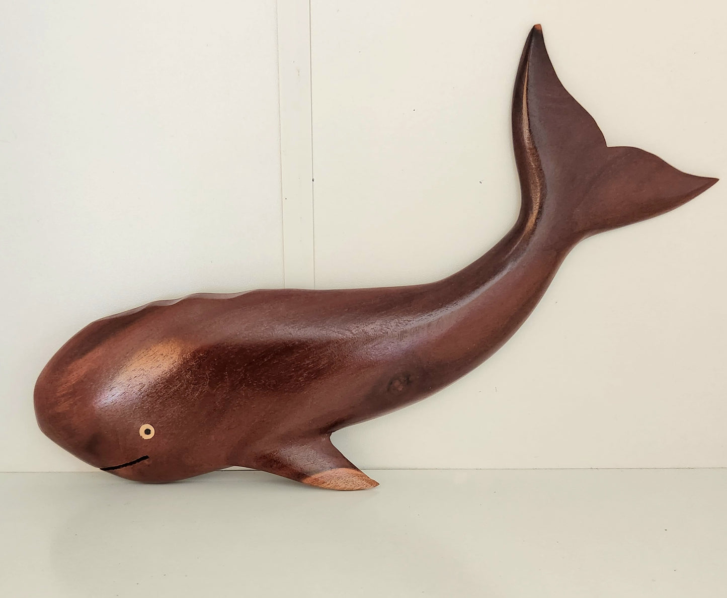 Hand Carved Whale Wall Hanging - From Local Miro Wood - Medium