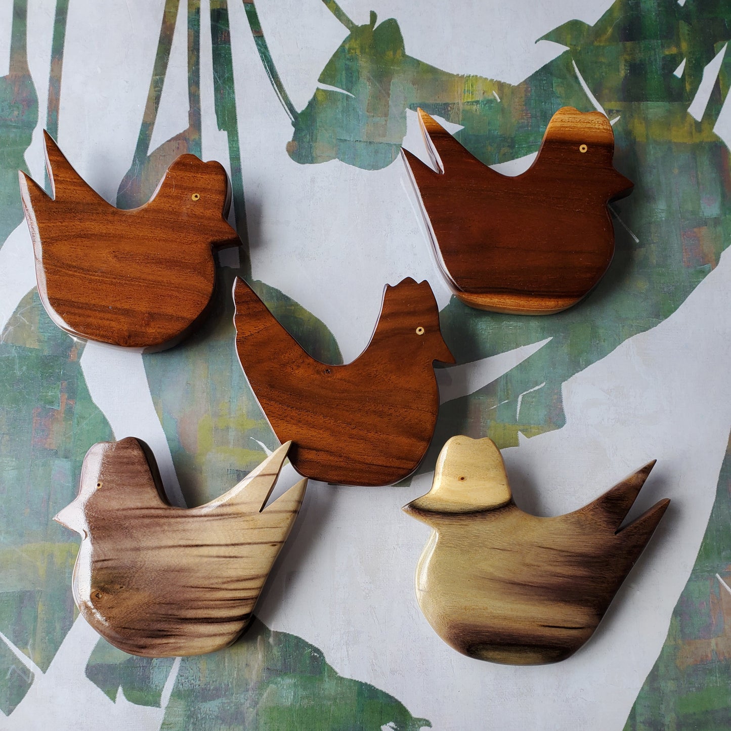 Hand carved Clucky Hen Wall Hanging from Local Miro or Burau wood