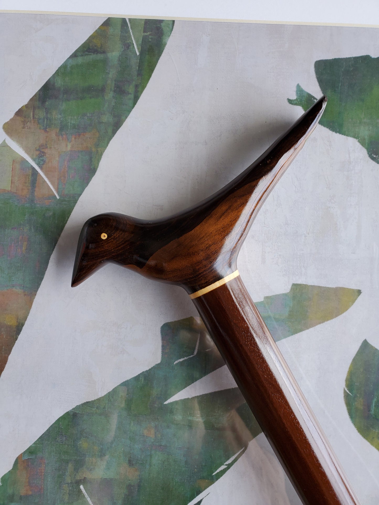 Handmade Traditional Bird Handle Walking Stick - with Coconut Wood Staff
