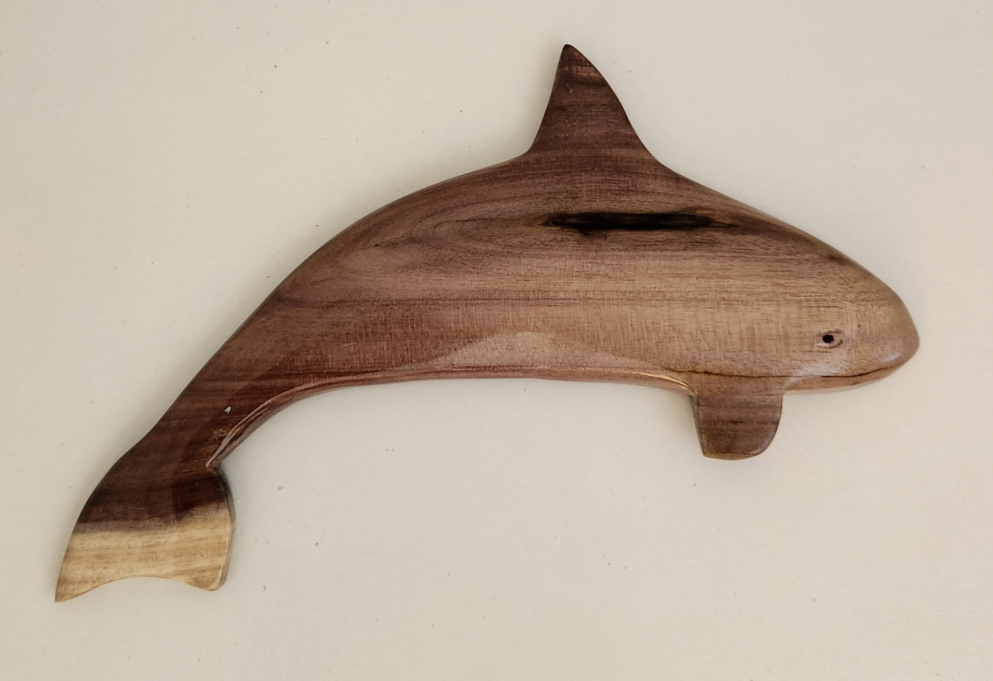 Hand Carved Killer Whale Wall Hanging from Local Burau Wood - small