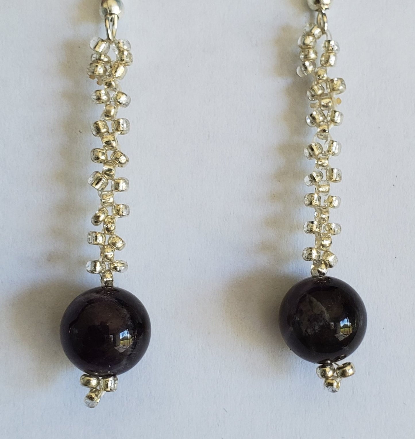 Hand Made Recycled Glass & Beaded Chain Earrings