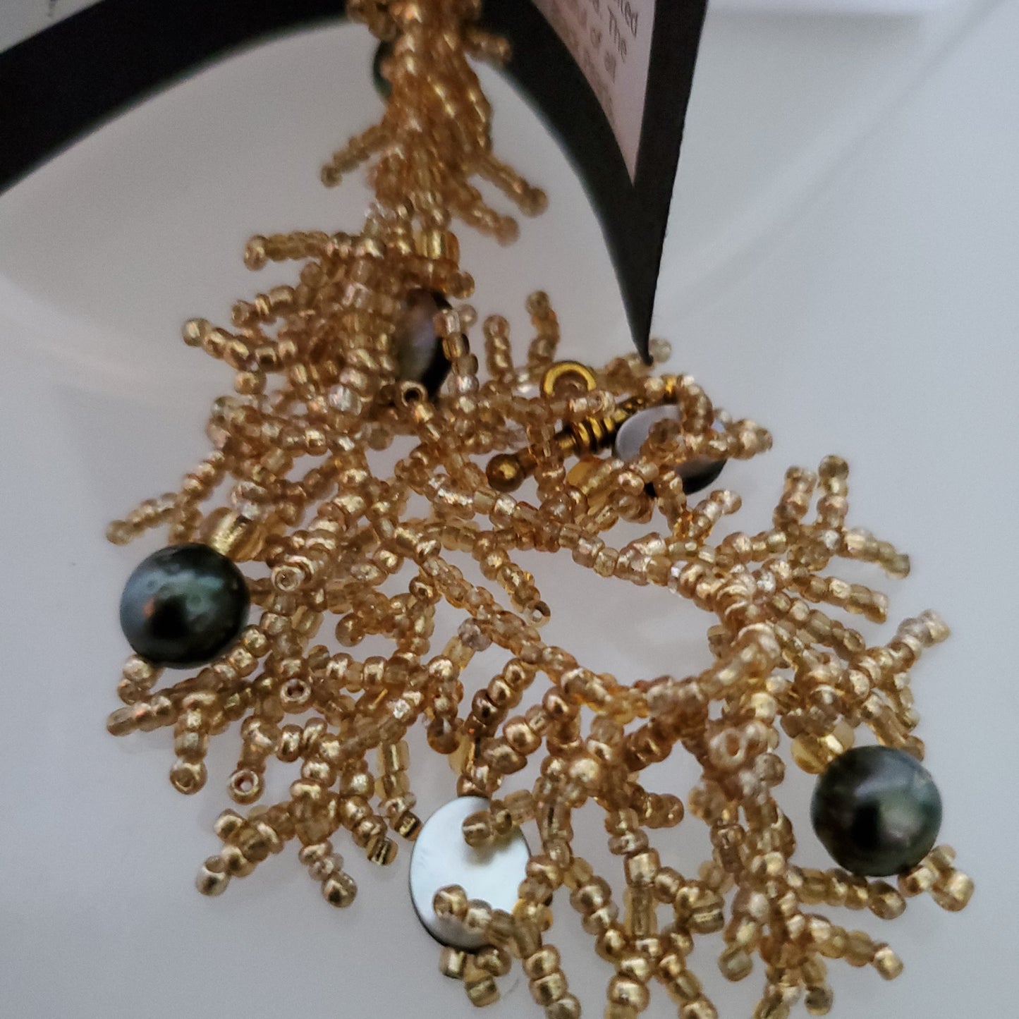 Beaded Tahitian Black Pearl Bracelet - with Mother of Pearl
