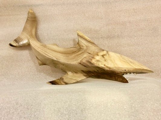 Hand Carved Shark Wall Hanging from Local Burau Wood