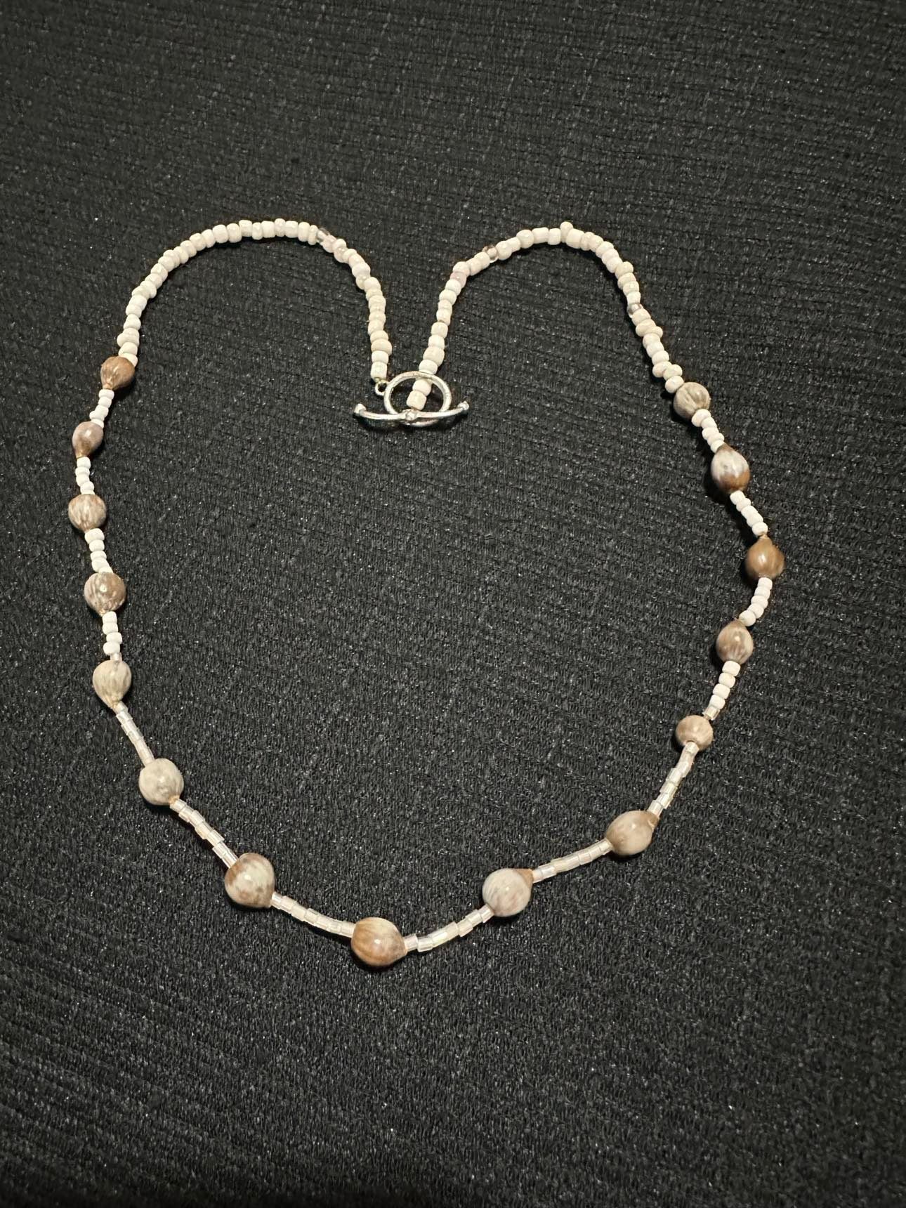 Hand made Glass beaded necklace with Jobe's Tears