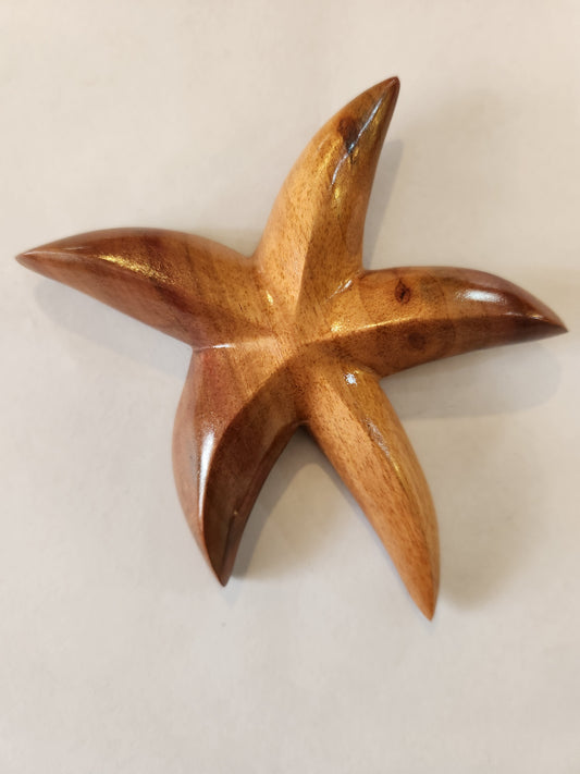 Hand Carved Star Fish Wall Hanging from Local Miro Wood - Medium
