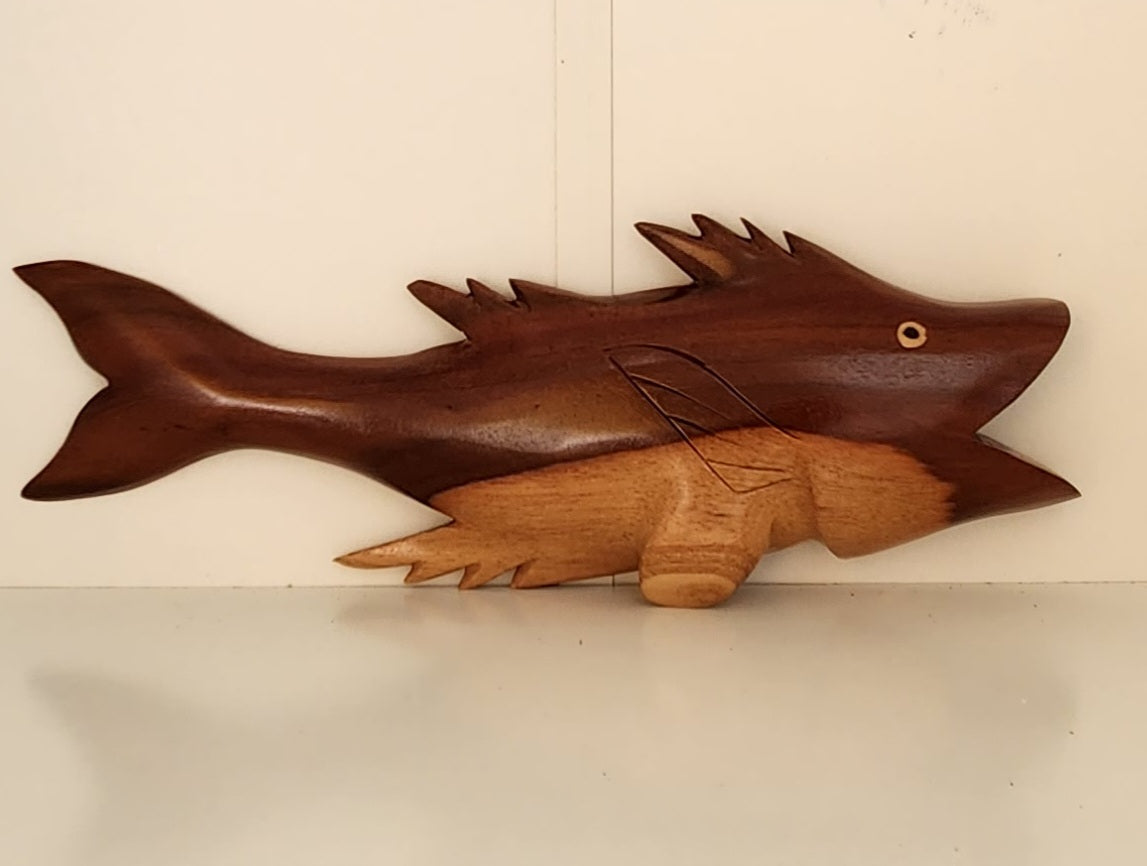 Hand Carved Flying Fish from Local Miro Wood