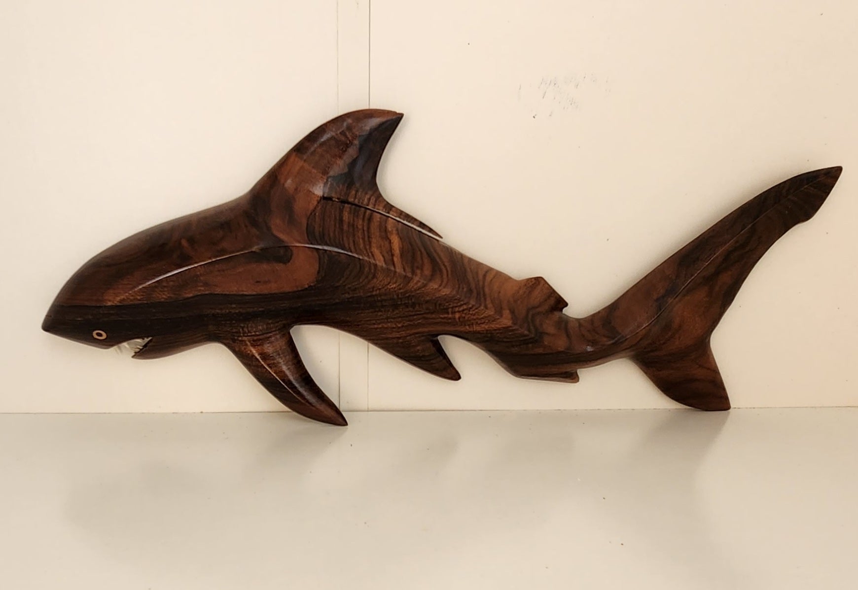 Hand carved Shark Wall Hanging from Local Tau - Medium