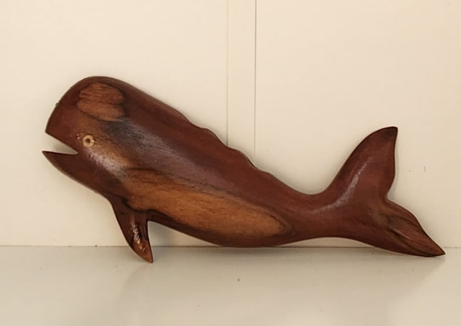 Hand Carved Sperm Whale Wall Hanging from Local Miro or Hibiscus Wood