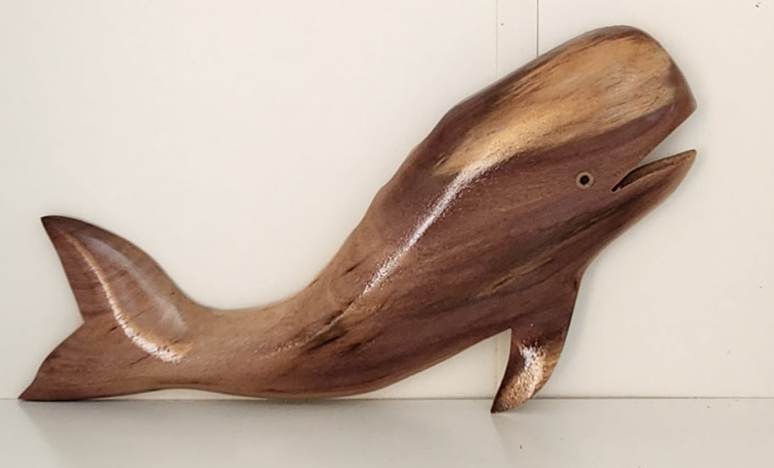 Hand Carved Sperm Whale Wall Hanging from Local Miro or Hibiscus Wood