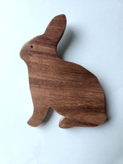 Hand Carved Blissful Bunny Wall Hanging -  In Burau or Miro wood