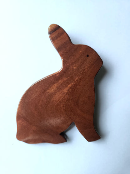 Hand Carved Blissful Bunny Wall Hanging -  In Burau or Miro wood