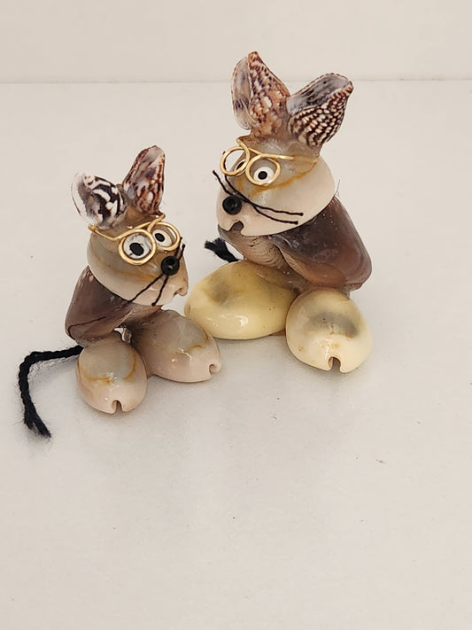 Handmade Shell Rabbits Ornament  - A set of 2