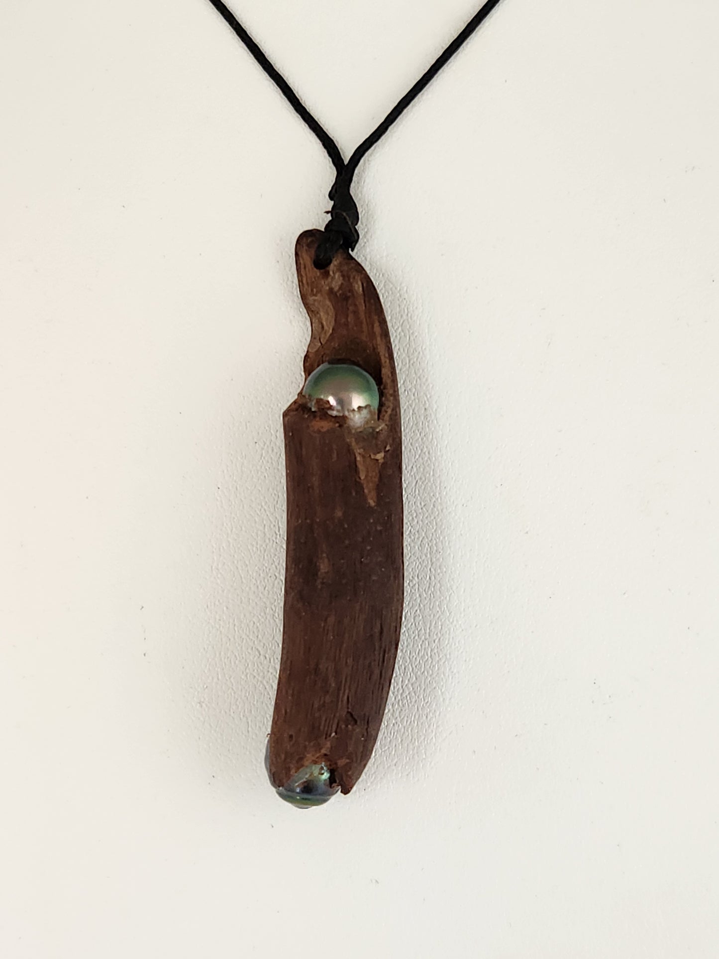 Henderson Island Driftwood & Black Pearls Pendant