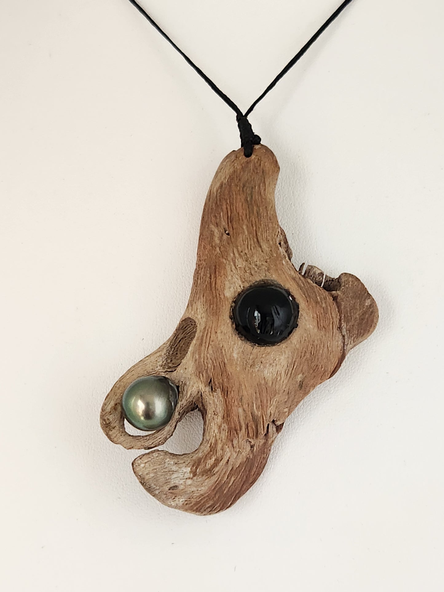 Henderson Island Driftwood & Black Pearls Pendant