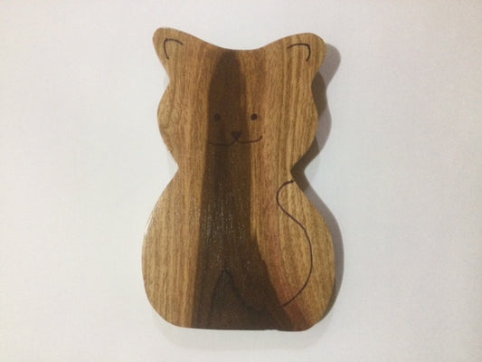 Hand Carved Kitty Cat Wall Hanging - from Local Burau wood