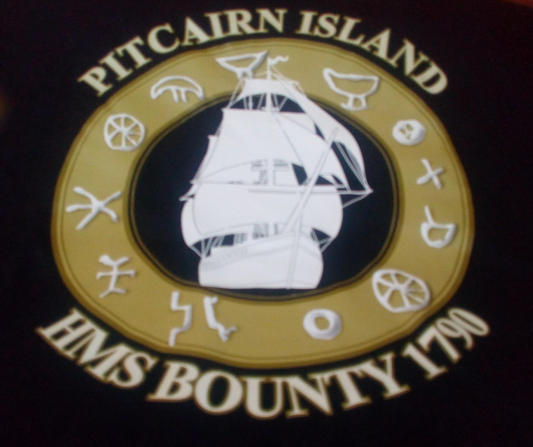 Pitcairn Island T shirt HMS Bounty with petroglyphs found Down Rope