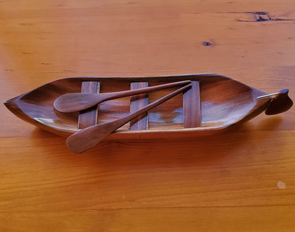 Hand carved Pitcairn Canoe from Local Miro wood - with oars and rudder