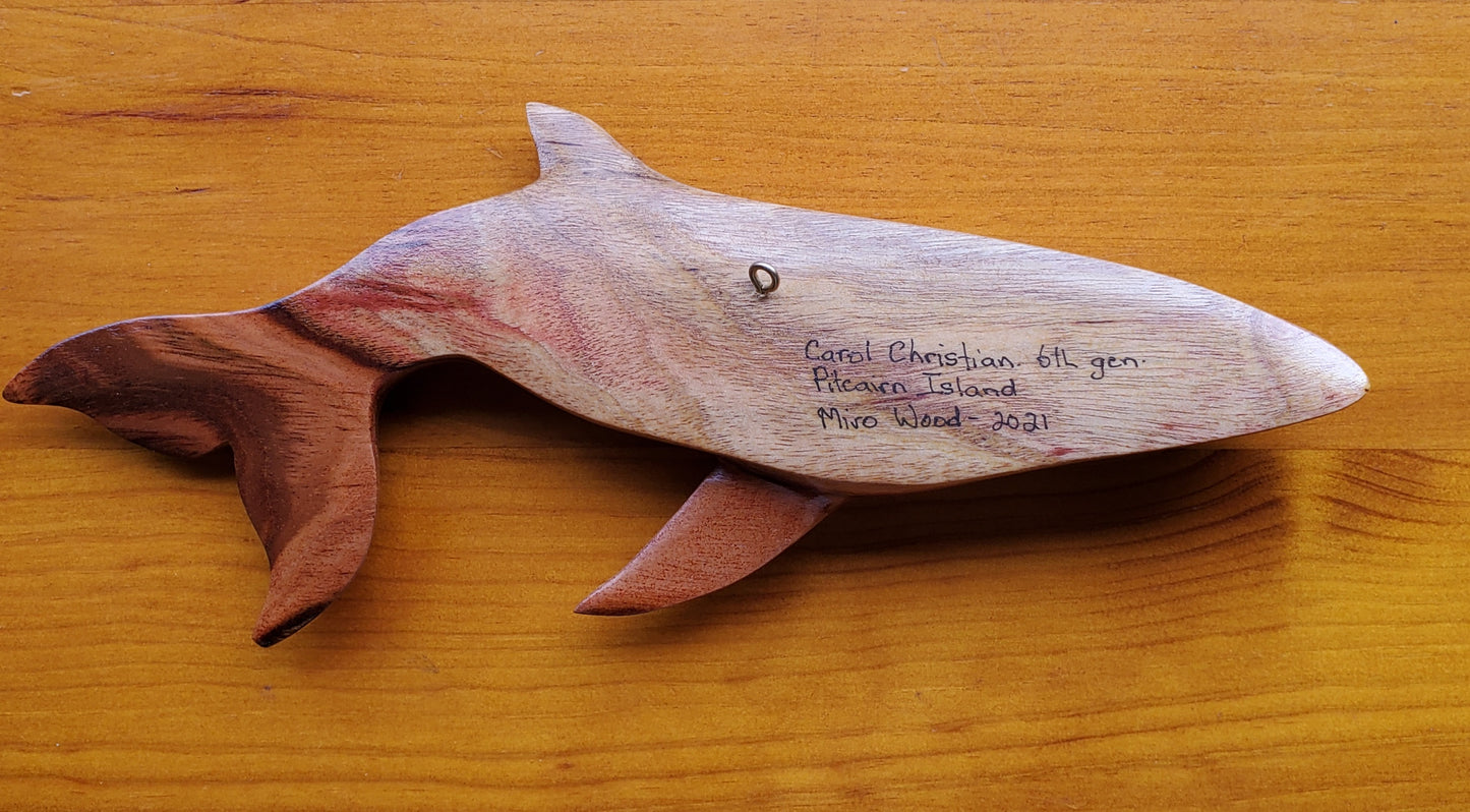 Handmade Whale Wall Hanging from Local Miro Wood - Small