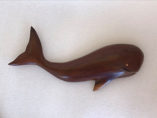 Handmade Sperm Whale Wall Hanging in local Miro wood - Large