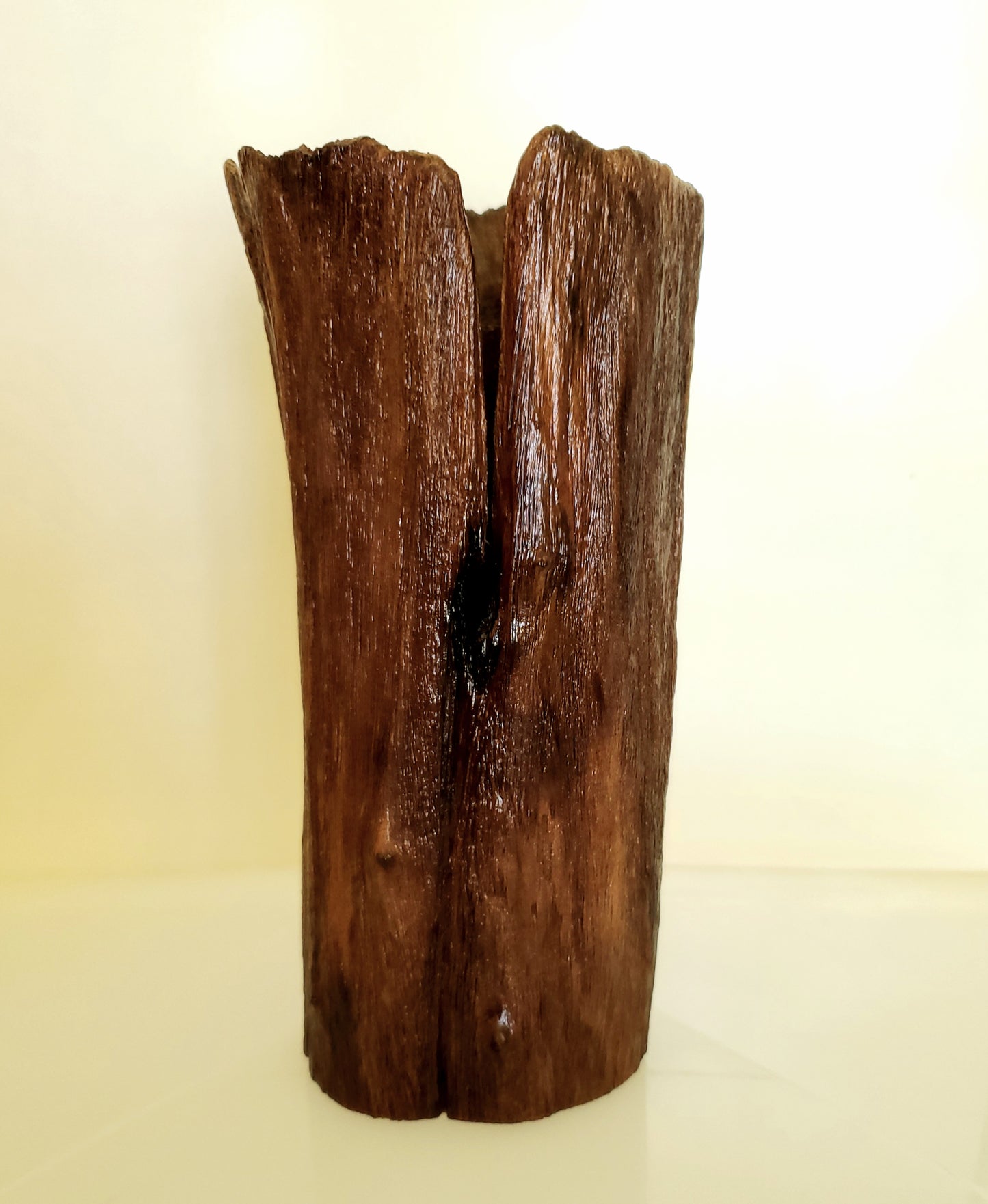 Hand Crafted Natural Branch Vase from Local Miro Wood