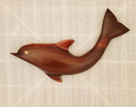 Hand Carved Dolphin Wall Hanging from Local Miro Wood.