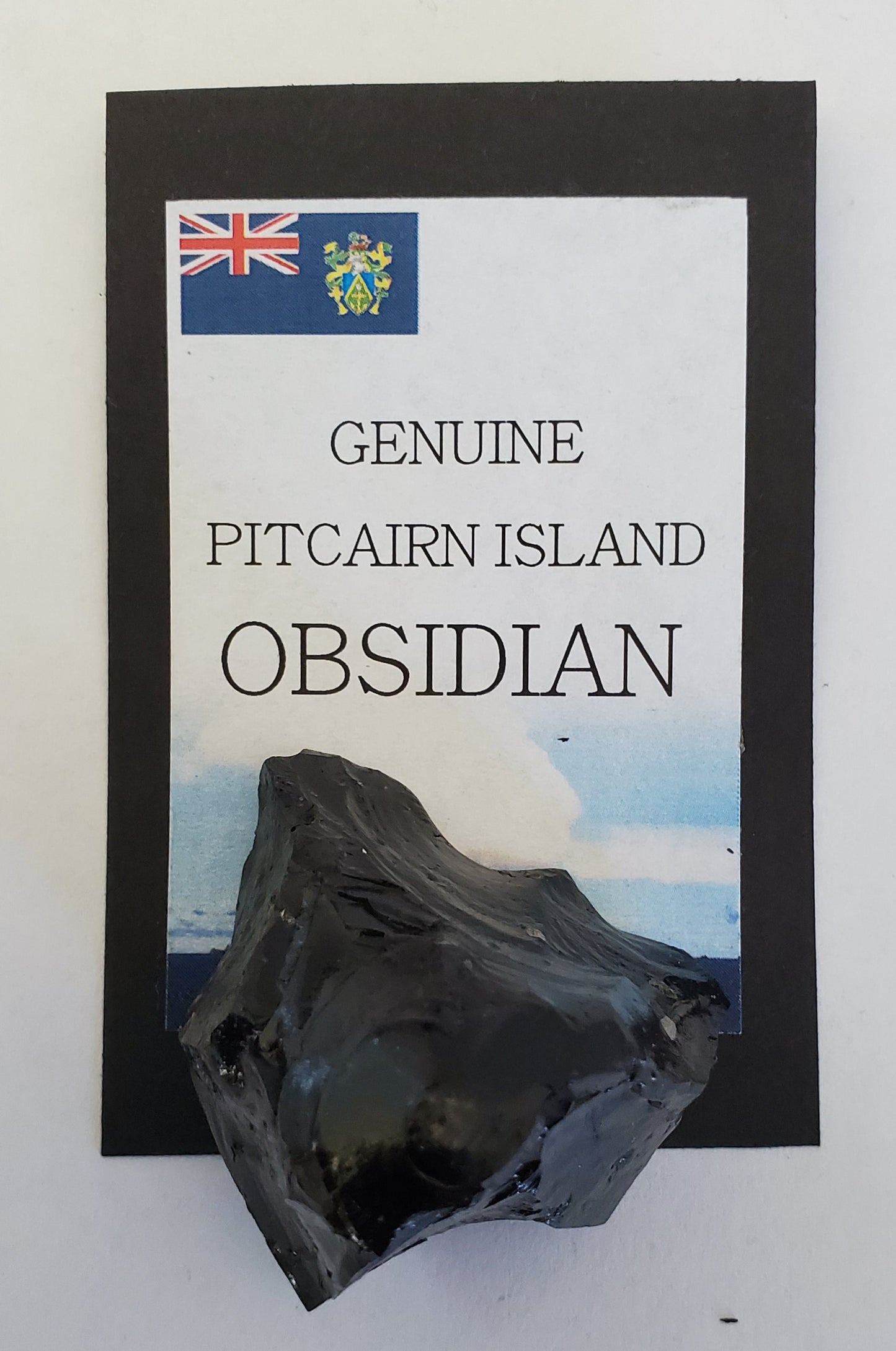 Obsidienne noire de l'île Pitcairn - récoltée depuis une corde