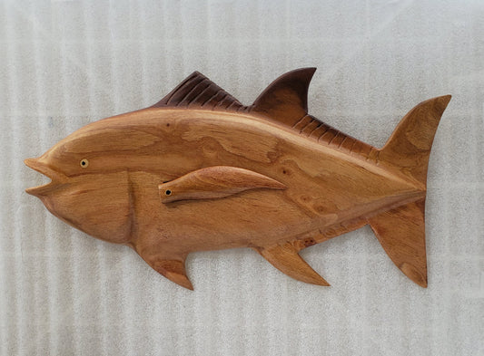 Hand-carved Tuna Fish from local Miro Wood