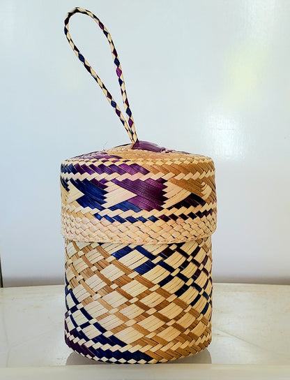 Handwoven Coloured Pandanus Thatch Basket  - 5 colour options available