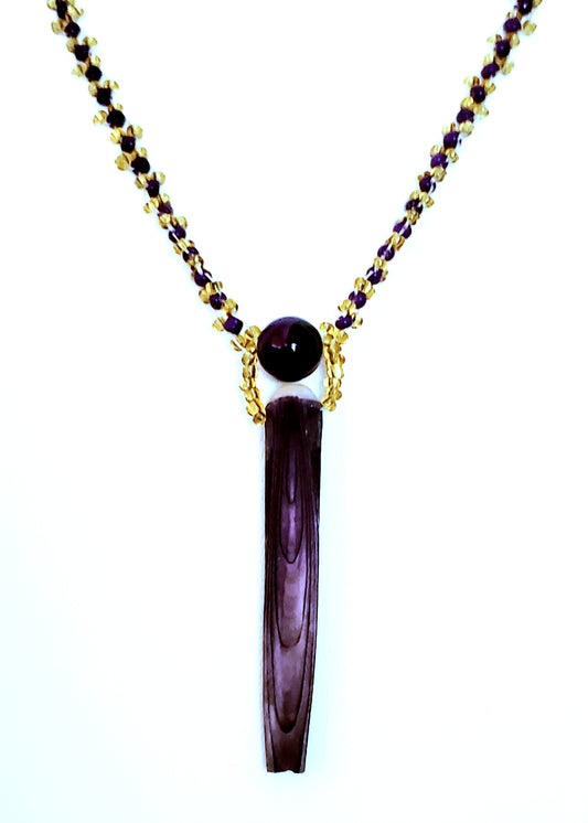 Collier de colonne vertébrale Fetuei unique fait à la main et chaîne de perles en verre argenté