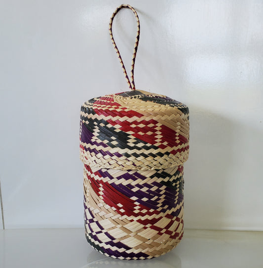Handwoven Coloured Pandanus Thatch Basket