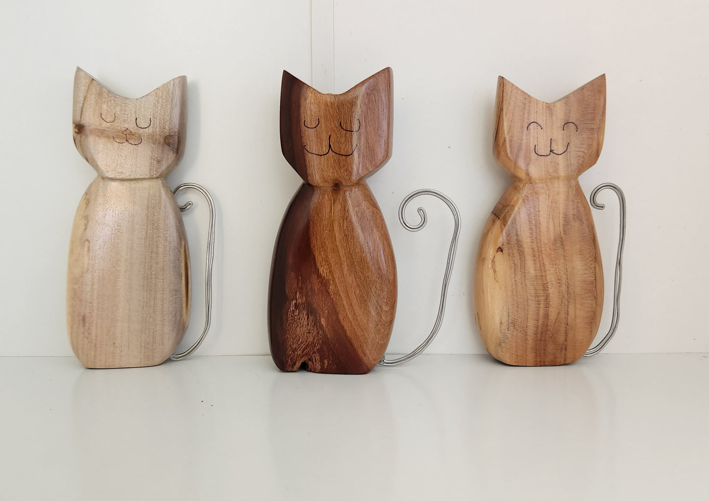 Hand Carved Cats 3 to choose from in Pine, Burau or Miro Wood