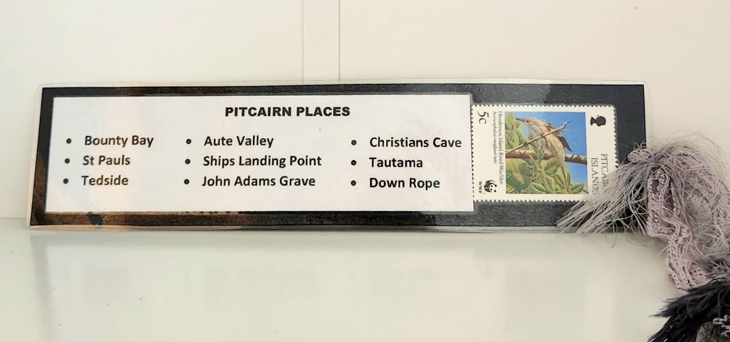 Marcapáginas - Nombres de lugares de Pitcairn - con sello de Pitcairn