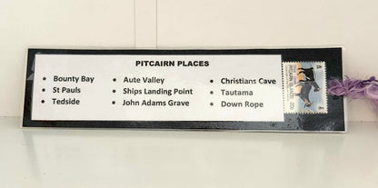 Marcapáginas - Nombres de lugares de Pitcairn - con sello de Pitcairn