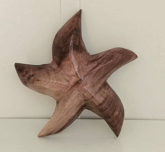 Colgante de pared Star Fish tallado a mano - de madera Burau local - Pequeño