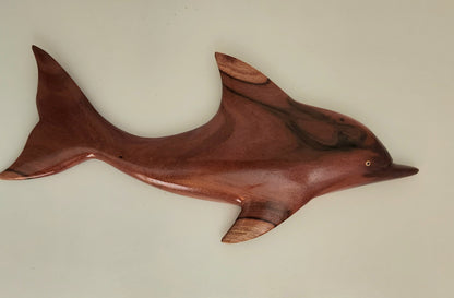 Hand Carved Dolphin Wall Hanging from local Miro wood - Light