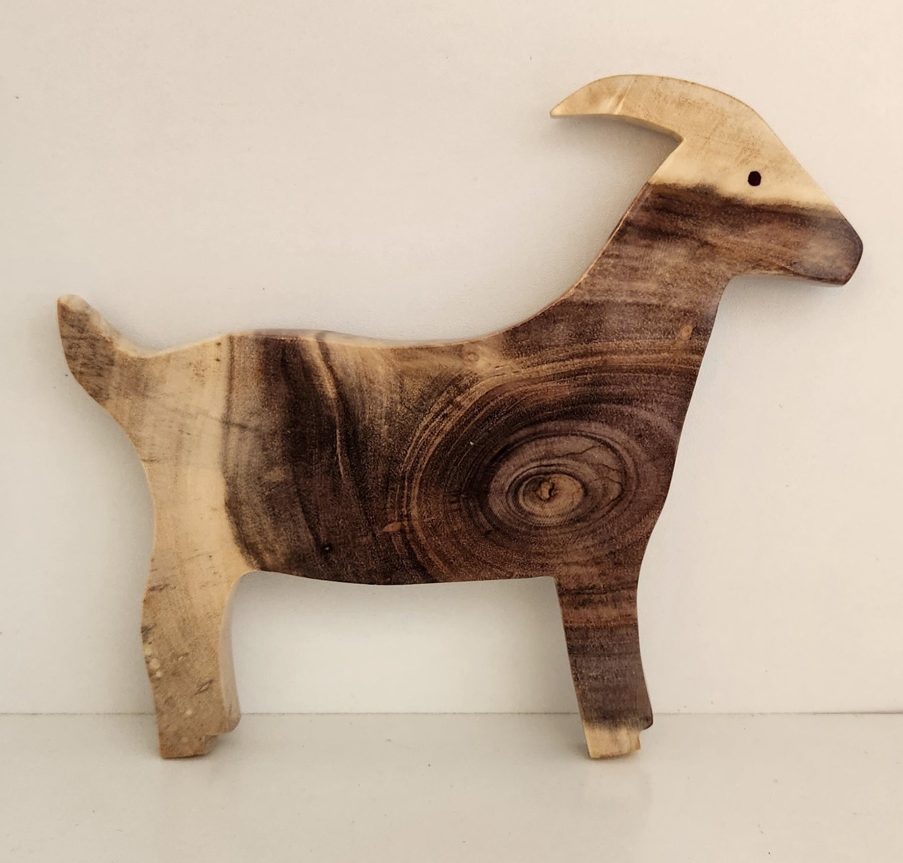 Hand Carved Goat Wall Hanging - from Local Burau wood