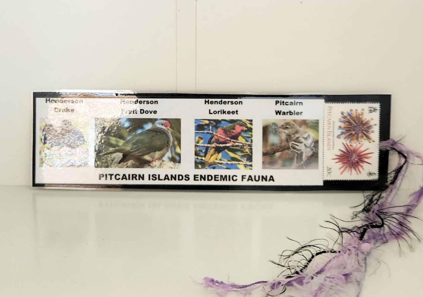 Bookmark - Pitcairn Endemic Fauna - with Pitcairn Stamp