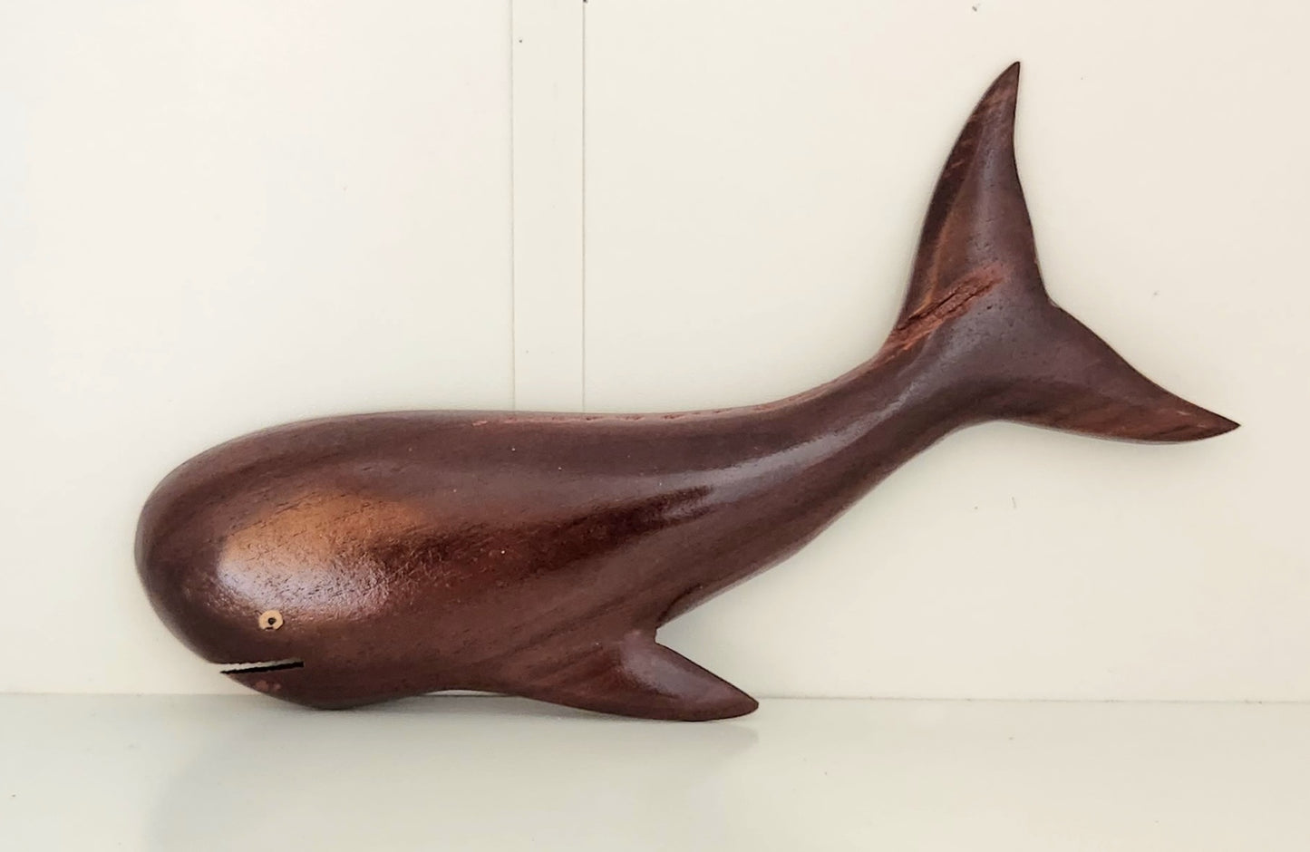 Hand Carved Whale Wall Hanging -  From Local Miro Wood - Small