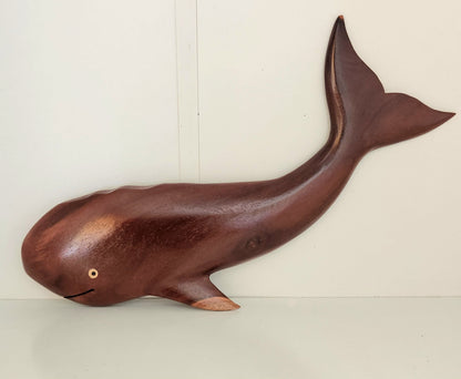 Hand Carved Whale Wall Hanging -  From Local Miro Wood - Medium
